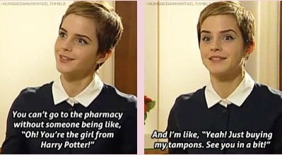 - Ты не можешь уже и в аптеку зайти, чтобы кто-нибудь не воскликнул: &О, да ты же девочка из &Гарри Поттера&!& И я такая: &Аг…